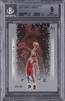 2003/04 UD Finite #341 LeBron James Rookie Card (#25/50) – BGS MINT 9